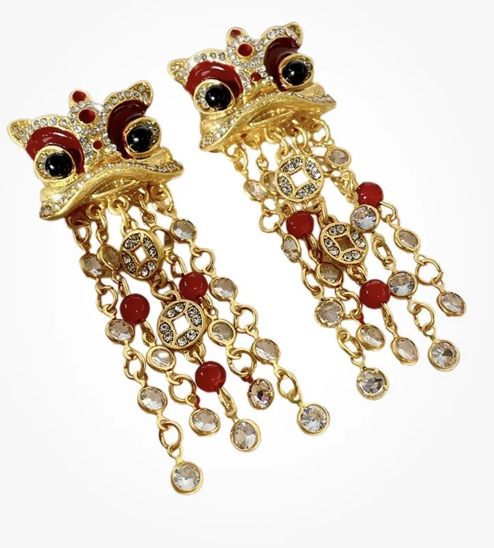 Art Nouveau Earrings - Pearl Victorian Crown Museum Tudor Style Dangle Earrings