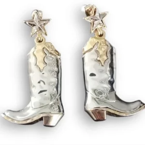 Boots Earrings Gold Silver Star - Boho Cowgirl Western Style