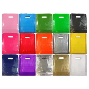 Coloured Plastic Carrier Bags Strong Patch Handle Boutique Retail Shopping Bags