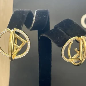 Gold Diamante Earrings - Boutique Inspired Stud Earrings - Square Gold Tone