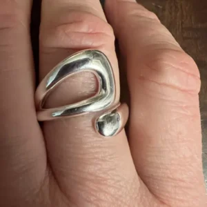 Hollow Open Ring, Sterling Silver Band, Boho Style, Women's Ring Size 7/8