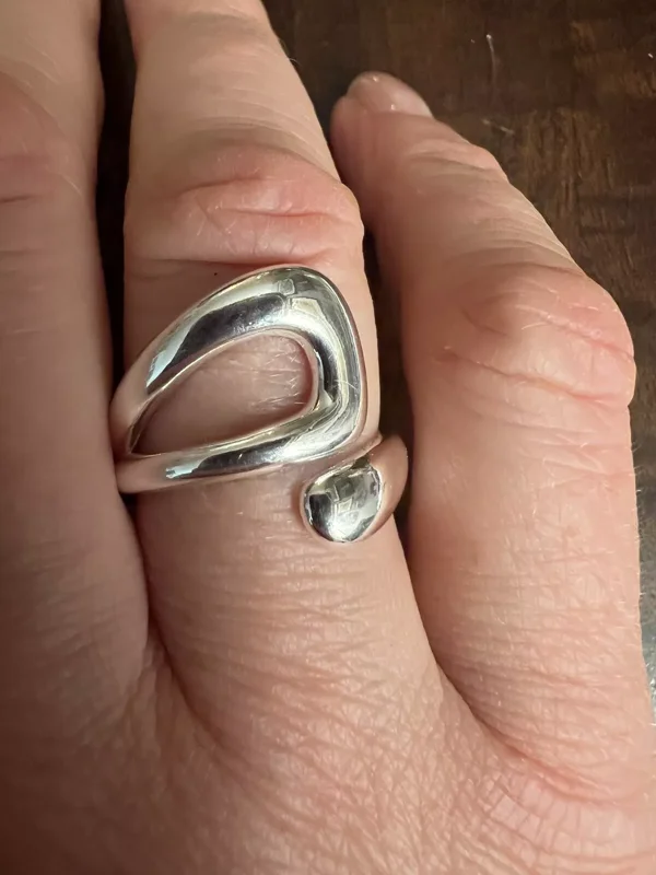 Hollow Open Ring, Sterling Silver Band, Boho Style, Women's Ring Size 7/8