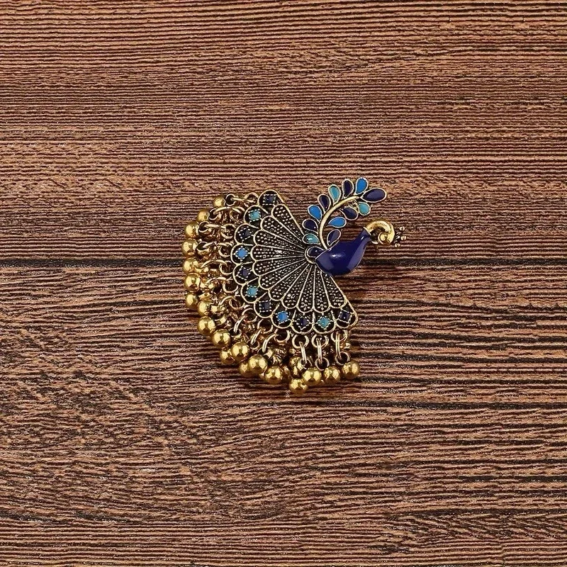 Peacock Earrings: Gold Art Nouveau Retro VTG CZ Deco Dangle Earrings