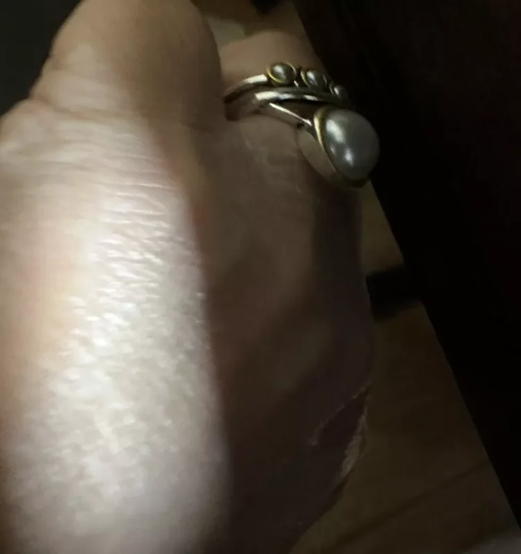 Pearl Ring Size 10, Silver-Gold Two Tone, Bezel Setting, Boho Style