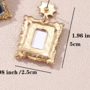 Starry Night Van Gogh Earrings - Geometric Dangle Drop Blue Art