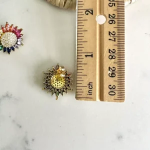 Sunflower Earrings - Mini Pave Cubic Zirconia Studs - Summer Gift Jewelry