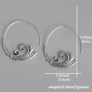 Wave Hoop Earrings Dangle/Drop Style Gold Plated Boho Retro