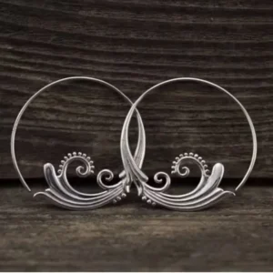 Wave Hoop Earrings Dangle/Drop Style Gold Plated Boho Retro