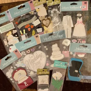 Wedding Engagement Stickers - Rare Scrapbook Embellishments - Multi-Color Designs