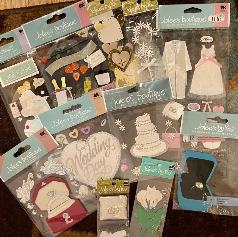 Wedding Engagement Stickers - Rare Scrapbook Embellishments - Multi-Color Designs