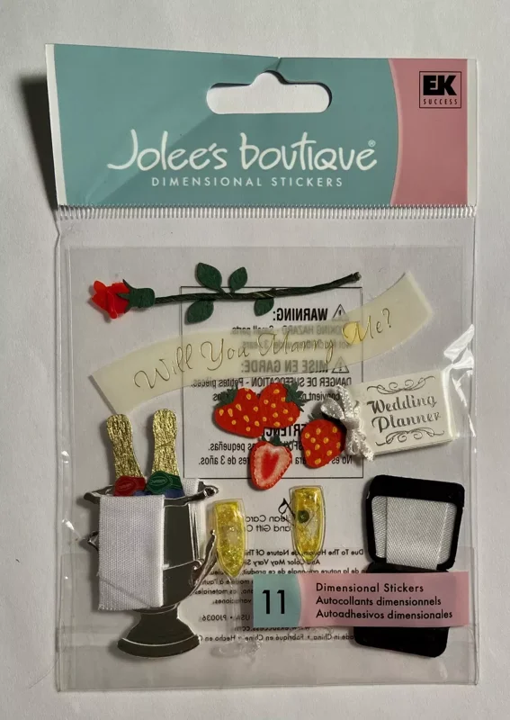 Wedding Engagement Stickers - Rare Scrapbook Embellishments - Multi-Color Designs